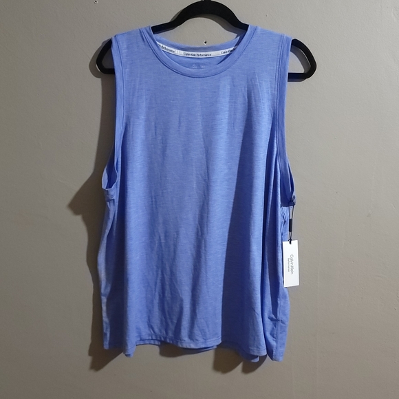 Calvin Klein NWT Blue Sleeveless Performance Activewear Tank Top - SIZE LARGE - Picture 2 of 7